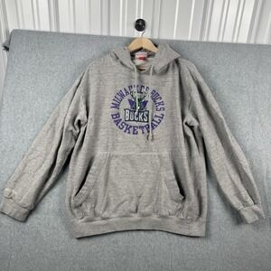 Milwaukee Bucks Hoodie Sweatshirt Mens XLT Gray NBA Basketball Mitchell & Ness